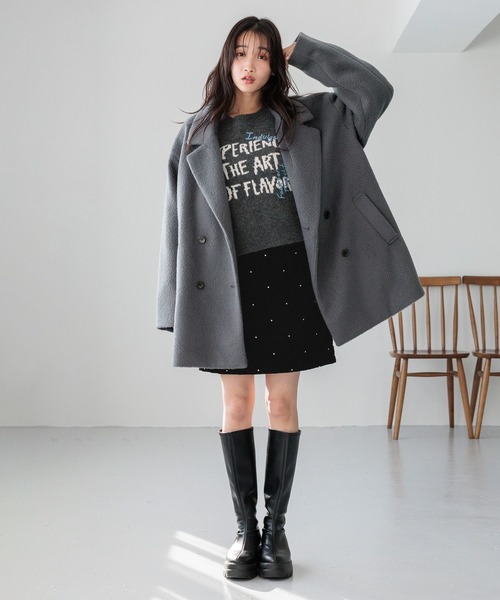 LOWRYS FARM（ローリーズファーム）の「ビジューベロアミニＳＫ 147609（スカート・レディース・グレー/ブラック系その他/ブラック・FREE）」の7枚目の写真