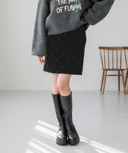 LOWRYS FARM（ローリーズファーム）の「ビジューベロアミニＳＫ 147609（スカート・レディース・グレー/ブラック系その他/ブラック・FREE）」の11枚目の写真