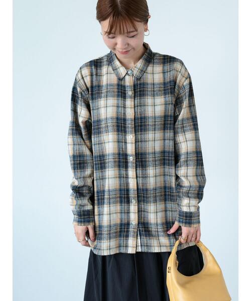 Lugnoncure（ルノンキュール）の「ネルチェックオーバーシャツ（シャツ/ブラウス・レディース・ネイビー/ブラック/ベージュ・F）」の7枚目の写真