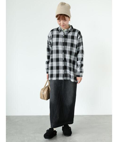 Lugnoncure（ルノンキュール）の「ネルチェックオーバーシャツ（シャツ/ブラウス・レディース・ネイビー/ブラック/ベージュ・F）」の8枚目の写真