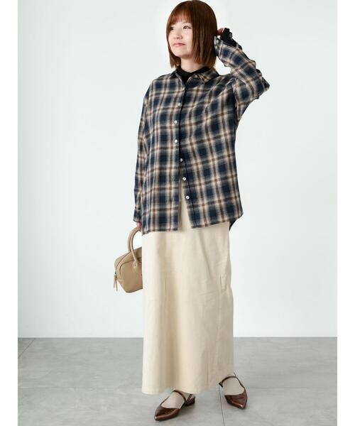 Lugnoncure（ルノンキュール）の「ネルチェックオーバーシャツ（シャツ/ブラウス・レディース・ネイビー/ブラック/ベージュ・F）」の11枚目の写真