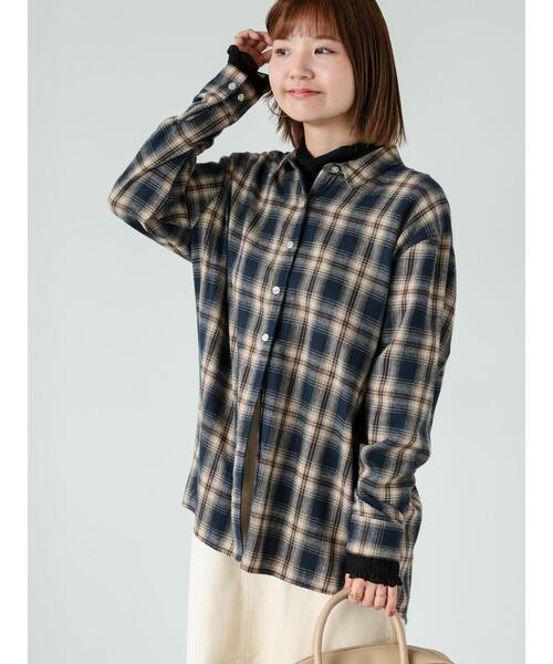 Lugnoncure（ルノンキュール）の「ネルチェックオーバーシャツ（シャツ/ブラウス・レディース・ネイビー/ブラック/ベージュ・F）」の13枚目の写真
