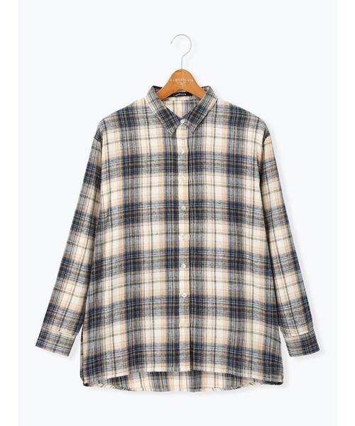 Lugnoncure（ルノンキュール）の「ネルチェックオーバーシャツ（シャツ/ブラウス・レディース・ネイビー/ブラック/ベージュ・F）」の14枚目の写真