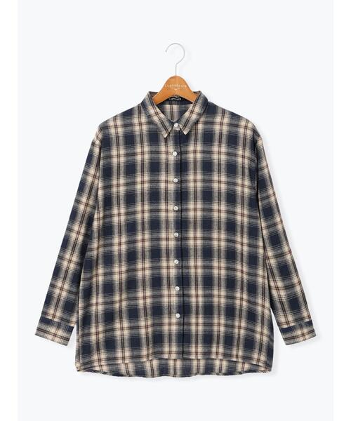 Lugnoncure（ルノンキュール）の「ネルチェックオーバーシャツ（シャツ/ブラウス・レディース・ネイビー/ブラック/ベージュ・F）」の15枚目の写真