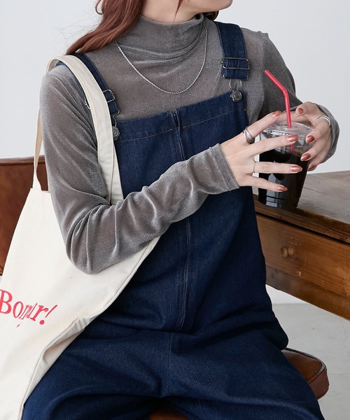BONLECILL（ボンルシール）の「ベロアチュールハイネックプルオーバー（Tシャツ/カットソー・レディース・イエロー/チャコールグレー/オフホワイト/ブラック・FREE）」の2枚目の写真