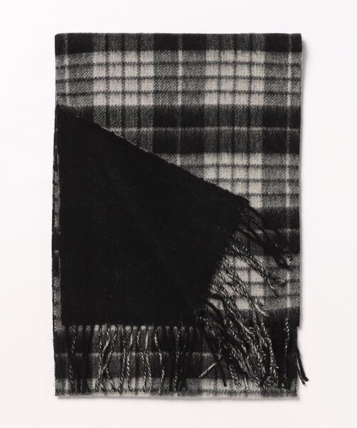 UNION STATION（ユニオンステーション）の「カシミヤ混チェックマフラー（マフラー・メンズ・ネイビー/ブラック系その他・FREE）」の2枚目の写真