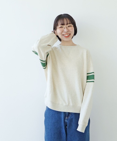 PAR ICI（パーリッシィ）の「アズマ裏毛 ラインスウェット（スウェット・レディース・オレンジ/ネイビー/オフホワイト・FREE）」の2枚目の写真