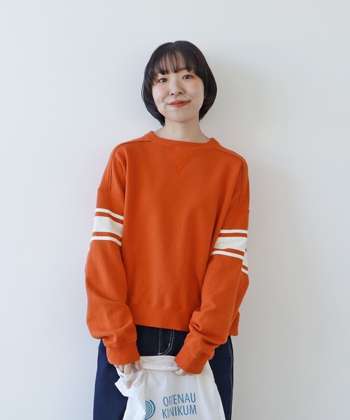 PAR ICI（パーリッシィ）の「アズマ裏毛 ラインスウェット（スウェット・レディース・オレンジ/ネイビー/オフホワイト・FREE）」の3枚目の写真