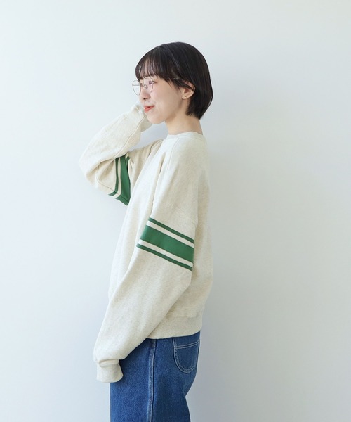 PAR ICI（パーリッシィ）の「アズマ裏毛 ラインスウェット（スウェット・レディース・オレンジ/ネイビー/オフホワイト・FREE）」の5枚目の写真