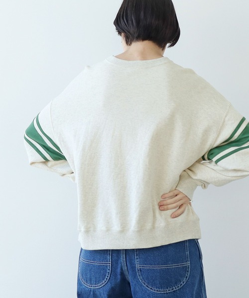 PAR ICI（パーリッシィ）の「アズマ裏毛 ラインスウェット（スウェット・レディース・オレンジ/ネイビー/オフホワイト・FREE）」の7枚目の写真