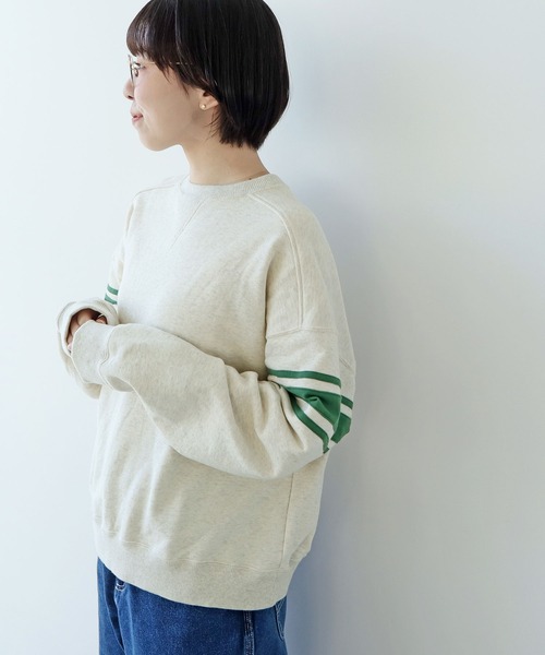 PAR ICI（パーリッシィ）の「アズマ裏毛 ラインスウェット（スウェット・レディース・オレンジ/ネイビー/オフホワイト・FREE）」の6枚目の写真