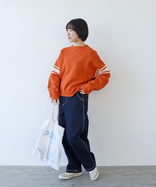 PAR ICI（パーリッシィ）の「アズマ裏毛 ラインスウェット（スウェット・レディース・オレンジ/ネイビー/オフホワイト・FREE）」の21枚目の写真