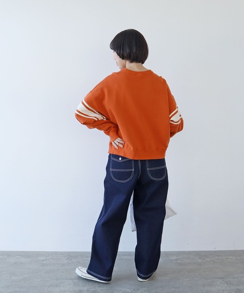 PAR ICI（パーリッシィ）の「アズマ裏毛 ラインスウェット（スウェット・レディース・オレンジ/ネイビー/オフホワイト・FREE）」の22枚目の写真