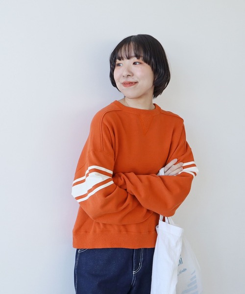 PAR ICI（パーリッシィ）の「アズマ裏毛 ラインスウェット（スウェット・レディース・オレンジ/ネイビー/オフホワイト・FREE）」の15枚目の写真