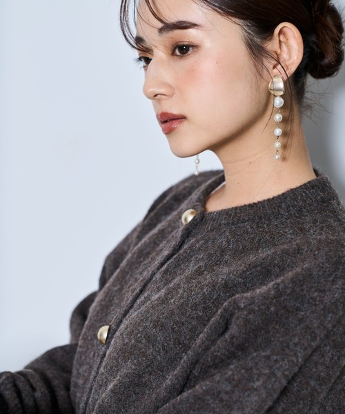 tarin arin(タリンアリン)の「【150㎝前後の小柄さんサイズ】金ボタンメランジニットカーディガン(ニット/セーター・レディース・ライトグレー/グリーン/ブラウン・S/M)」の11枚目の写真