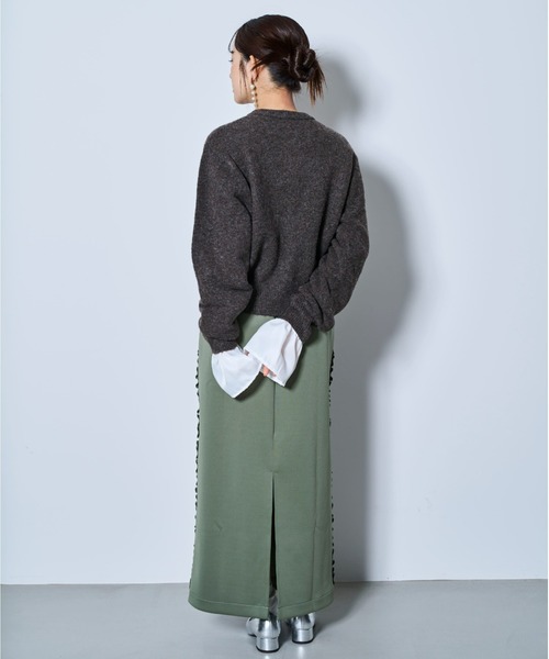 tarin arin(タリンアリン)の「【150㎝前後の小柄さんサイズ】金ボタンメランジニットカーディガン(ニット/セーター・レディース・ライトグレー/グリーン/ブラウン・S/M)」の7枚目の写真