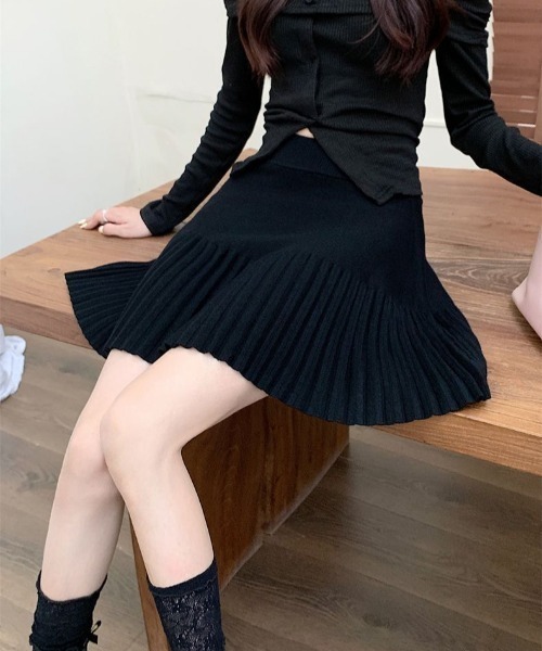 paravion（パラビオン）の「ニットプリーツスカート（スカート・レディース・グレー/ブラック/ホワイト・FREE）」の7枚目の写真