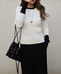 esutoreja | バイカラーリブニットトップス(ニット/セーター)