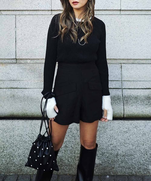 esutoreja（エストレジャ）の「バイカラーリブニットトップス（ニット/セーター・レディース・グレー/アイボリー/ブラック/チャコール・FREE）」の7枚目の写真