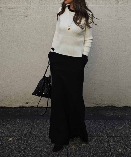 esutoreja（エストレジャ）の「バイカラーリブニットトップス（ニット/セーター・レディース・グレー/アイボリー/ブラック/チャコール・FREE）」の11枚目の写真