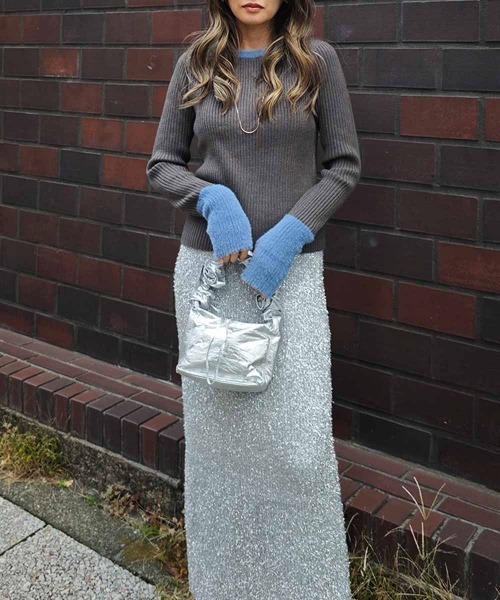 esutoreja（エストレジャ）の「バイカラーリブニットトップス（ニット/セーター・レディース・グレー/アイボリー/ブラック/チャコール・FREE）」の16枚目の写真