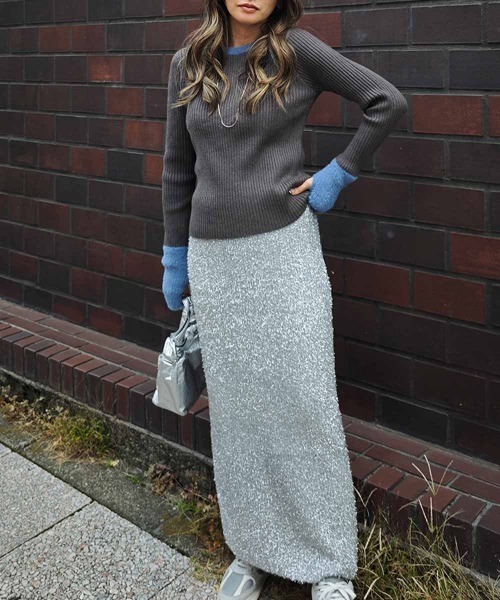 esutoreja（エストレジャ）の「バイカラーリブニットトップス（ニット/セーター・レディース・グレー/アイボリー/ブラック/チャコール・FREE）」の17枚目の写真