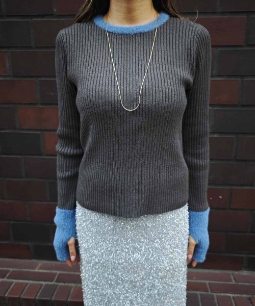 esutoreja（エストレジャ）の「バイカラーリブニットトップス（ニット/セーター・レディース・グレー/アイボリー/ブラック/チャコール・FREE）」の19枚目の写真