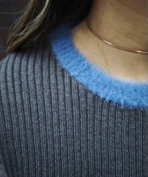esutoreja（エストレジャ）の「バイカラーリブニットトップス（ニット/セーター・レディース・グレー/アイボリー/ブラック/チャコール・FREE）」の20枚目の写真