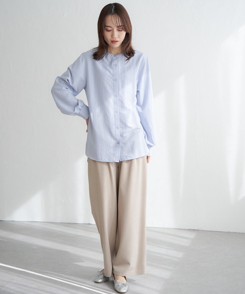 ikka(イッカ)の「前後2WAYバンドカラーシャツ(シャツ/ブラウス・レディース・グリーン/ブルー/オフホワイト/チャコールグレー・M/L/S)」の17枚目の写真