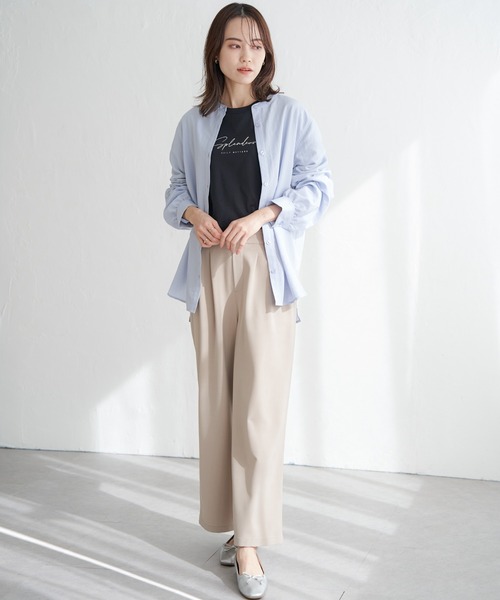 ikka(イッカ)の「前後2WAYバンドカラーシャツ(シャツ/ブラウス・レディース・グリーン/ブルー/オフホワイト/チャコールグレー・M/L/S)」の22枚目の写真