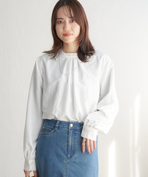 ikka(イッカ)の「前後2WAYバンドカラーシャツ(シャツ/ブラウス・レディース・グリーン/ブルー/オフホワイト/チャコールグレー・M/L/S)」の12枚目の写真