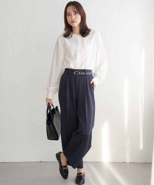 ikka(イッカ)の「前後2WAYバンドカラーシャツ(シャツ/ブラウス・レディース・グリーン/ブルー/オフホワイト/チャコールグレー・M/L/S)」の5枚目の写真