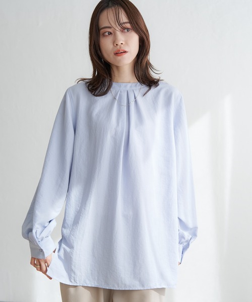 ikka(イッカ)の「前後2WAYバンドカラーシャツ(シャツ/ブラウス・レディース・グリーン/ブルー/オフホワイト/チャコールグレー・M/L/S)」の9枚目の写真