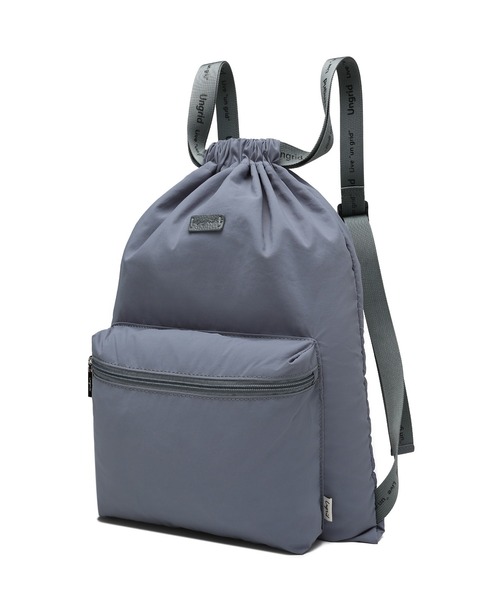 Ungrid(アングリッド)の「【Ungrid/アングリッド】 ソフトナイロン ロゴテープナップザック(バックパック/リュック・レディース・ブラック/アイボリー/グレイッシュベージュ/ブルーグレー/ミント/ブラック×ホワイト/ホワイト×ブラック・FREE)」の8枚目の写真