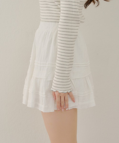 APPORTE PAR LES MARCHES（アポルテパーレマルシェ）の「フリルミニスカート（スカート・レディース・ブラック/オフホワイト・FREE）」の11枚目の写真