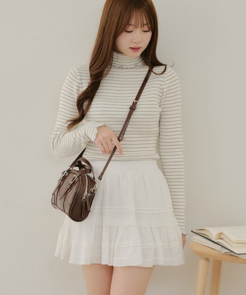 APPORTE PAR LES MARCHES（アポルテパーレマルシェ）の「フリルミニスカート（スカート・レディース・ブラック/オフホワイト・FREE）」の5枚目の写真