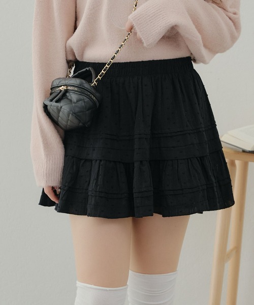 APPORTE PAR LES MARCHES（アポルテパーレマルシェ）の「フリルミニスカート（スカート・レディース・ブラック/オフホワイト・FREE）」の14枚目の写真