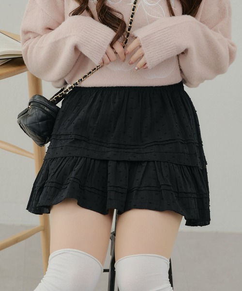 APPORTE PAR LES MARCHES（アポルテパーレマルシェ）の「フリルミニスカート（スカート・レディース・ブラック/オフホワイト・FREE）」の18枚目の写真