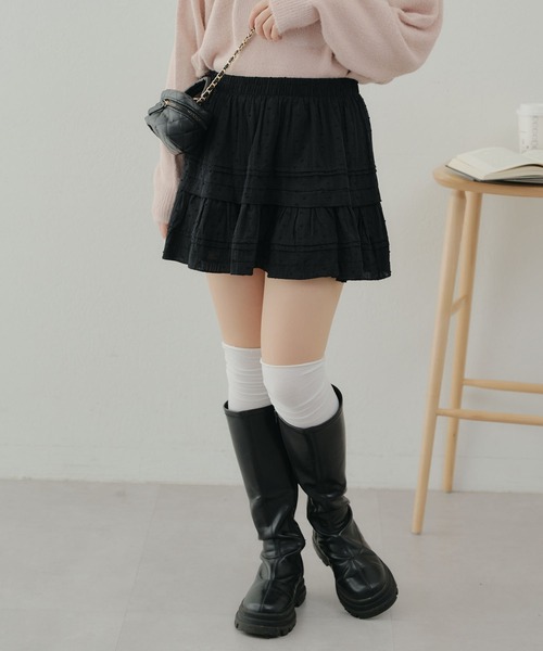 APPORTE PAR LES MARCHES（アポルテパーレマルシェ）の「フリルミニスカート（スカート・レディース・ブラック/オフホワイト・FREE）」の15枚目の写真