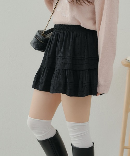 APPORTE PAR LES MARCHES（アポルテパーレマルシェ）の「フリルミニスカート（スカート・レディース・ブラック/オフホワイト・FREE）」の16枚目の写真