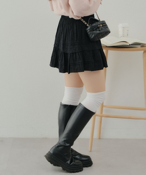 APPORTE PAR LES MARCHES（アポルテパーレマルシェ）の「フリルミニスカート（スカート・レディース・ブラック/オフホワイト・FREE）」の20枚目の写真