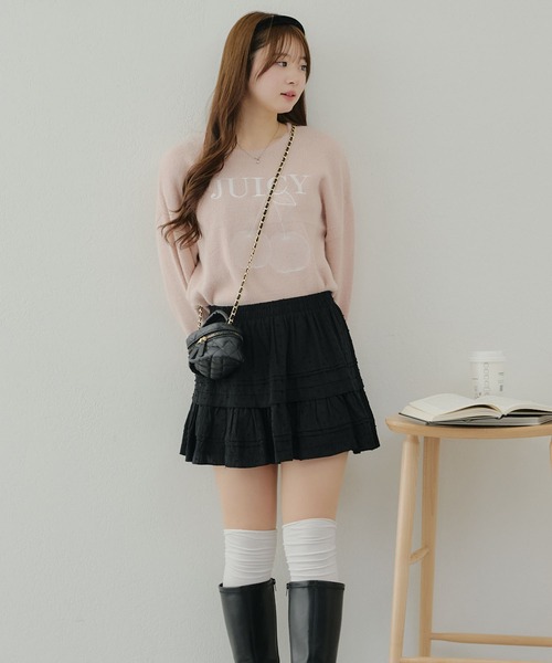 APPORTE PAR LES MARCHES（アポルテパーレマルシェ）の「フリルミニスカート（スカート・レディース・ブラック/オフホワイト・FREE）」の22枚目の写真