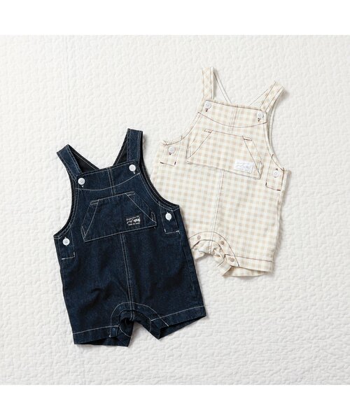 apres les cours（アプレレクール）の「ベビーサロペット（その他ベビーウェア・キッズ・ベージュ/インディゴブルー・70/80）」の3枚目の写真