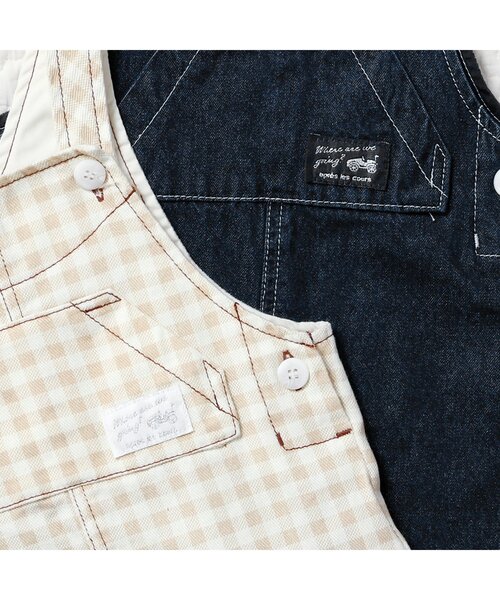 apres les cours（アプレレクール）の「ベビーサロペット（その他ベビーウェア・キッズ・ベージュ/インディゴブルー・70/80）」の4枚目の写真