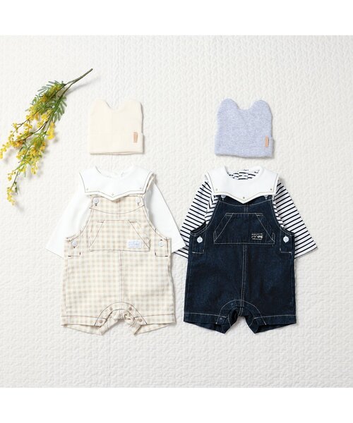 apres les cours（アプレレクール）の「ベビーサロペット（その他ベビーウェア・キッズ・ベージュ/インディゴブルー・70/80）」の6枚目の写真