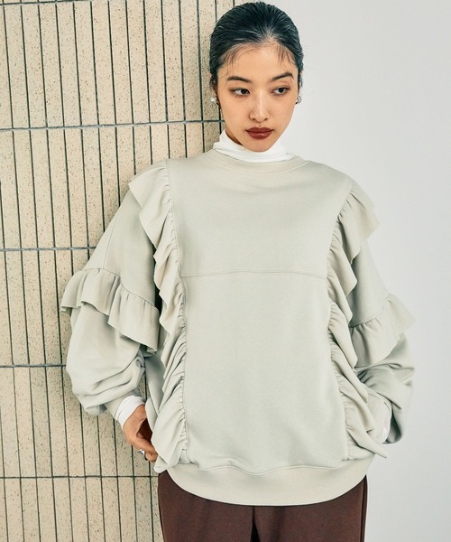 LEPSIM（レプシィム）の「フリルスウェットプルオーバー　150586（スウェット・レディース・グレー/レッド/ライトグレー・FREE）」の9枚目の写真