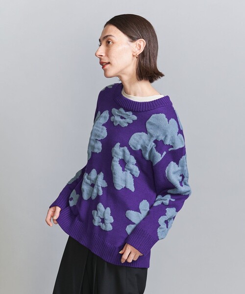 新品同様　ユナイテッドアローズ　フラワーニット ユナイテッドアローズ 3D フラワーモチーフ ニット グレー