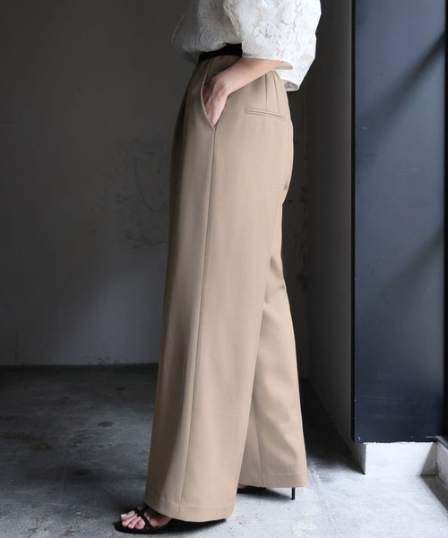 ELFRANK(エルフランク)の「《新色追加》ツイルタックワイドパンツ ウエストゴム(その他パンツ・レディース・ネイビー/ベージュ/モカ/ブラウン/グレー/ブラック/オフホワイト・FREE/S/M/L)」の12枚目の写真