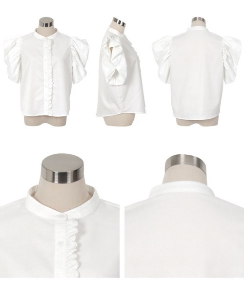 KOBE LETTUCE(コウベレタス)の「スカラップデザインボリュームスリーブブラウス(シャツ/ブラウス・レディース・オフホワイト/サックスブルー/ブラック・M)」の8枚目の写真