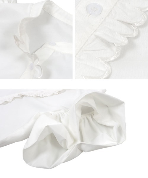 KOBE LETTUCE(コウベレタス)の「スカラップデザインボリュームスリーブブラウス(シャツ/ブラウス・レディース・オフホワイト/サックスブルー/ブラック・M)」の9枚目の写真